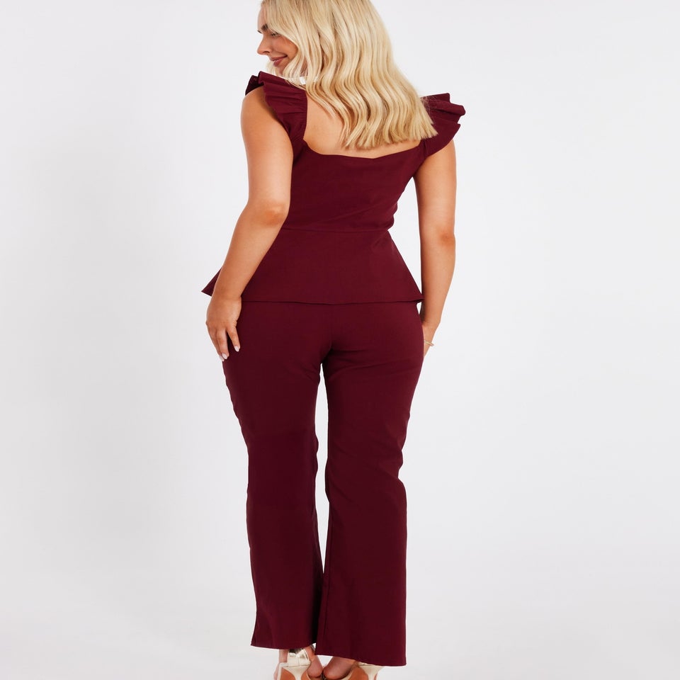 Quiz Red Frill Sleeve Jumpsuit
