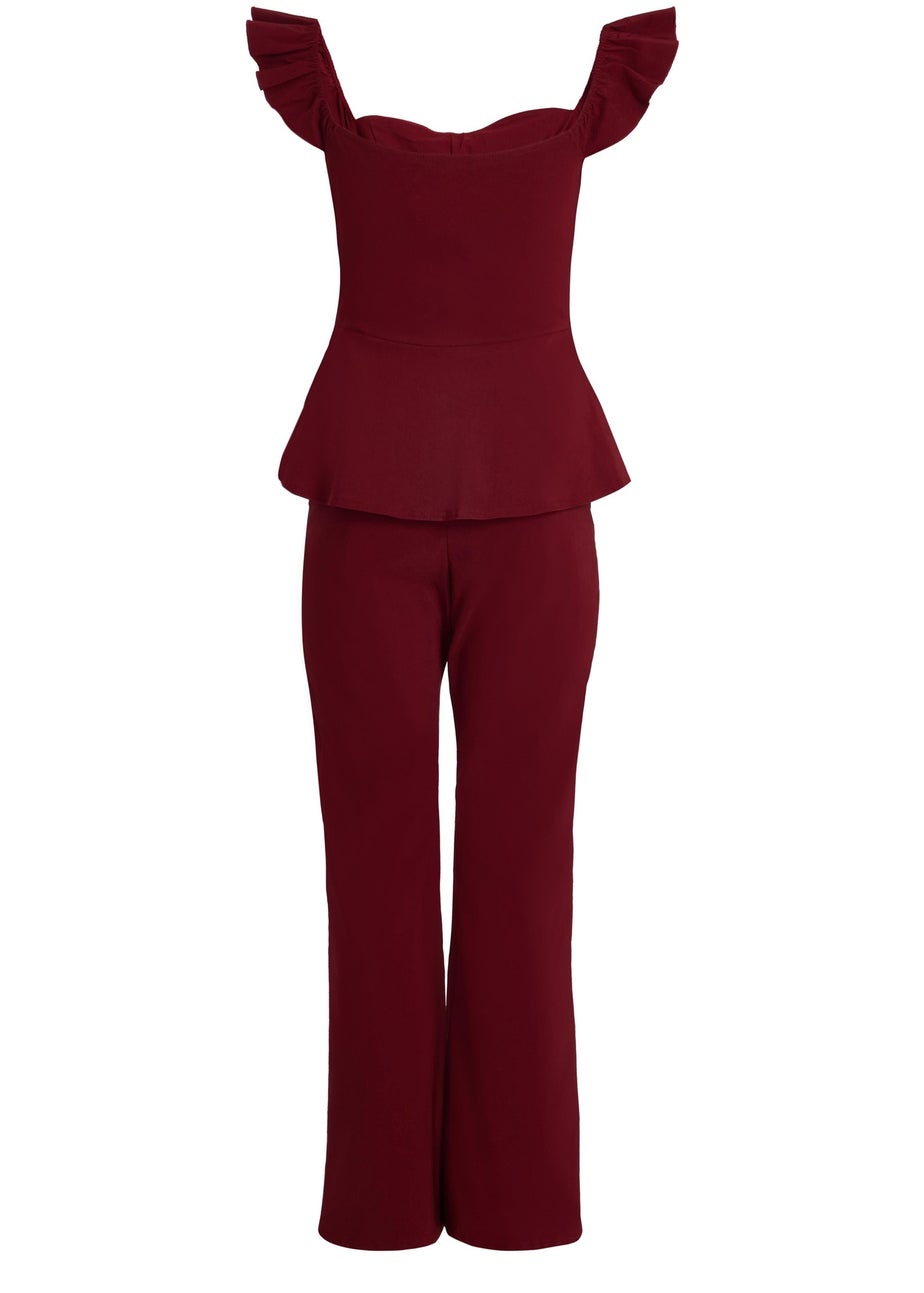 Quiz Red Frill Sleeve Jumpsuit