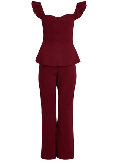 Quiz Red Frill Sleeve Jumpsuit