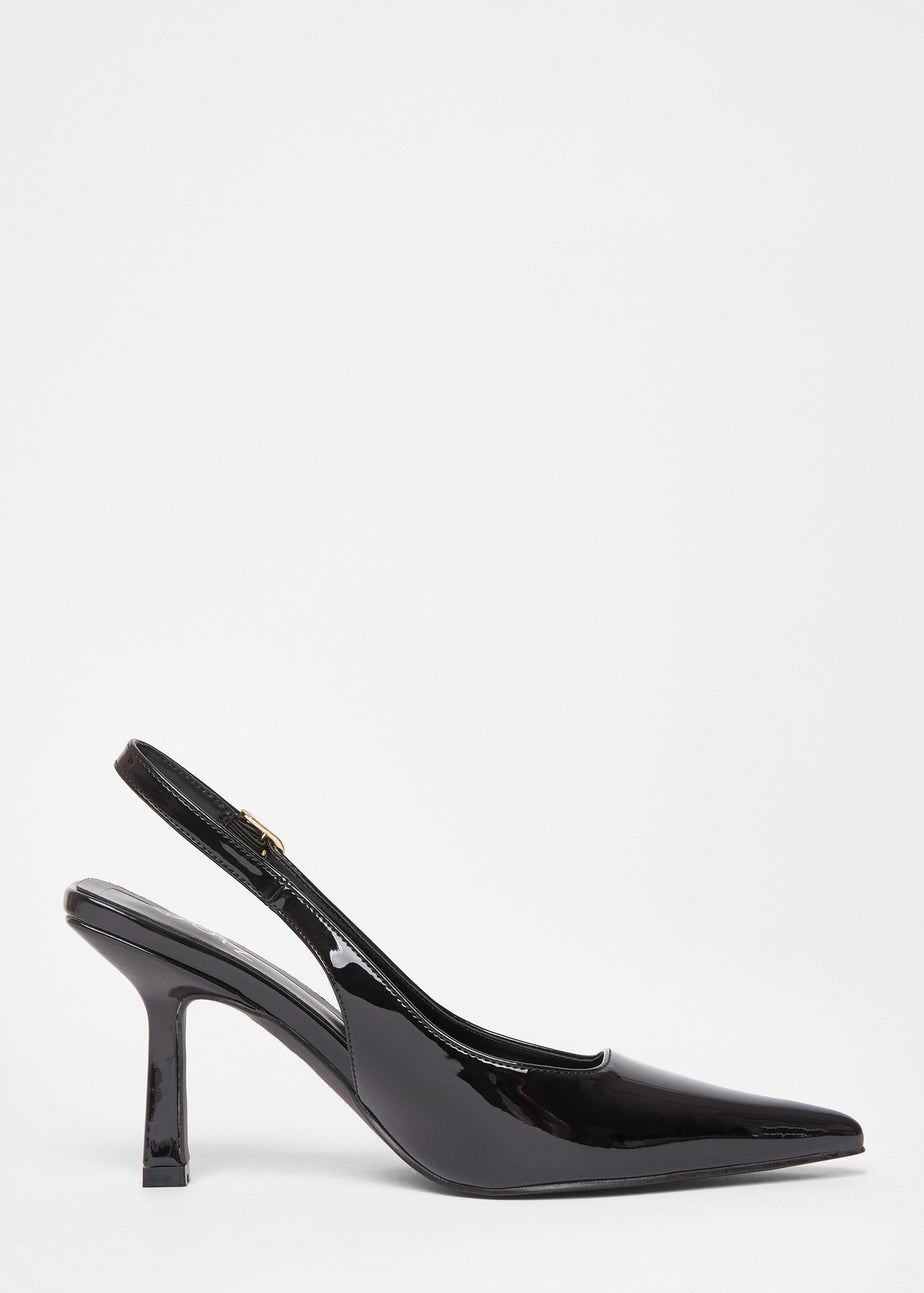 Quiz Black Faux Leather Court Heels