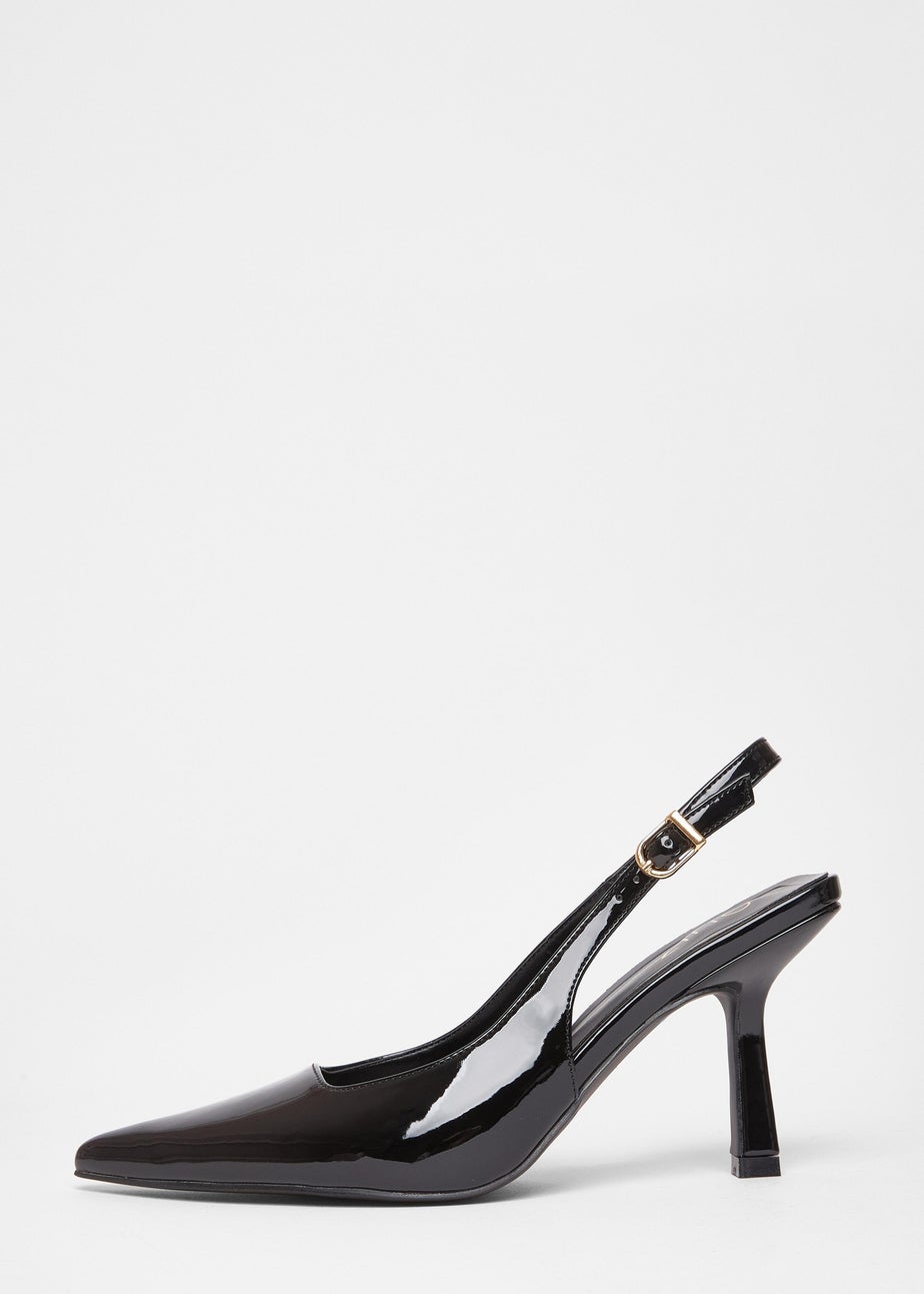 Quiz Black Faux Leather Court Heels