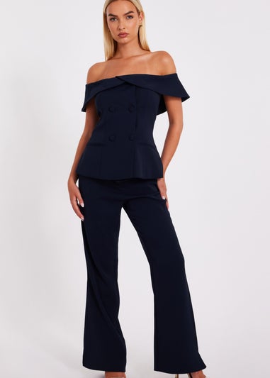 Quiz Navy Tailored Trousers