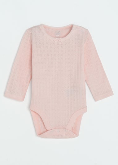 Cool Club Pink Ribbed Long Sleeve Bodysuits with Bow  3-Pack(1-36 mnths)