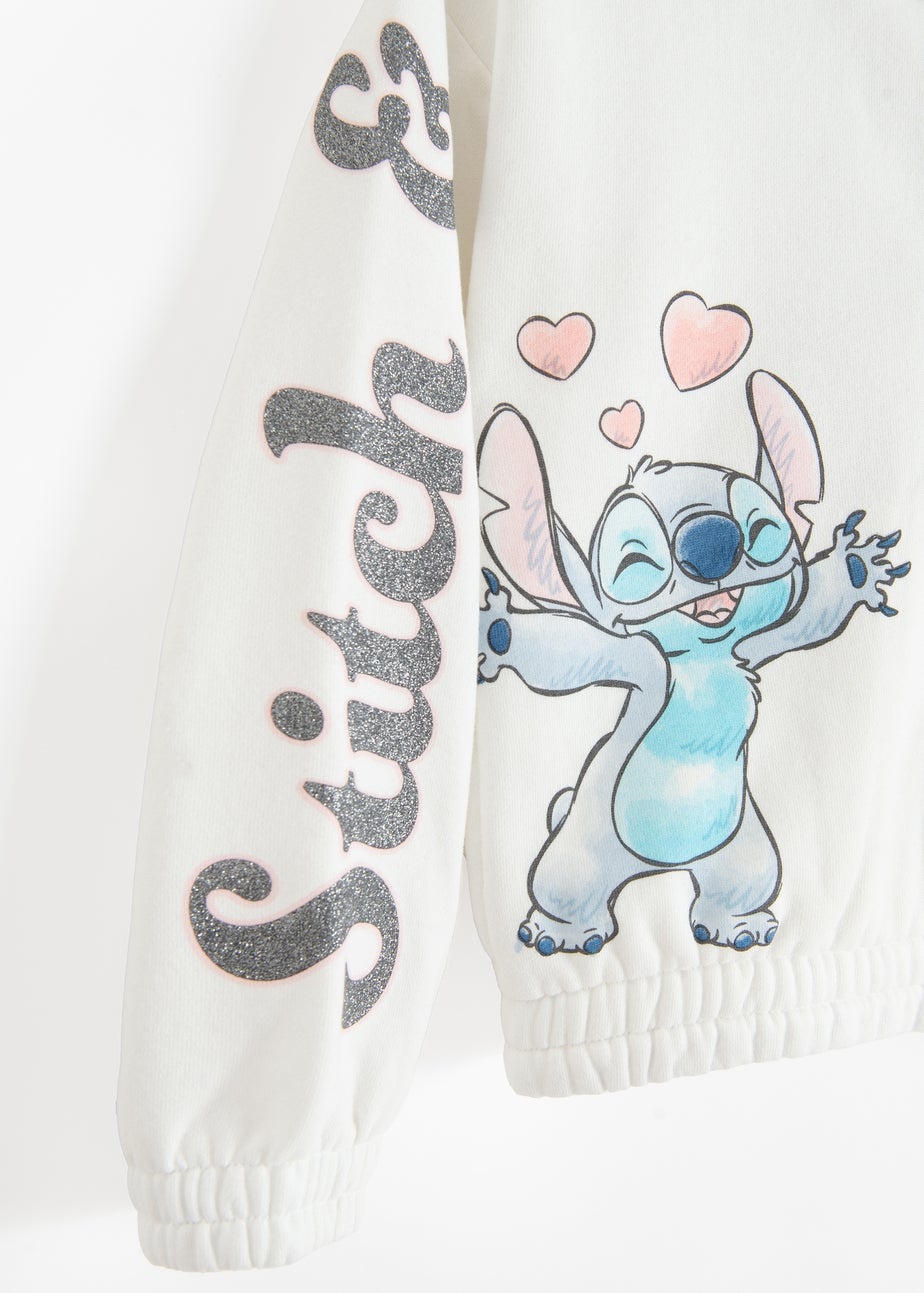 Cool Club White Lilo & Stitch Zip-Up Glitter Print Hoodie (3-7 yrs)