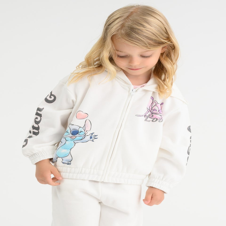Cool Club White Lilo & Stitch Zip-Up Glitter Print Hoodie (3-7 yrs)