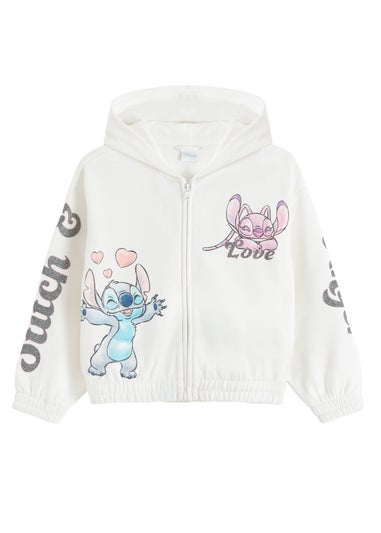Cool Club White Lilo & Stitch Zip-Up Glitter Print Hoodie (3-7 yrs)