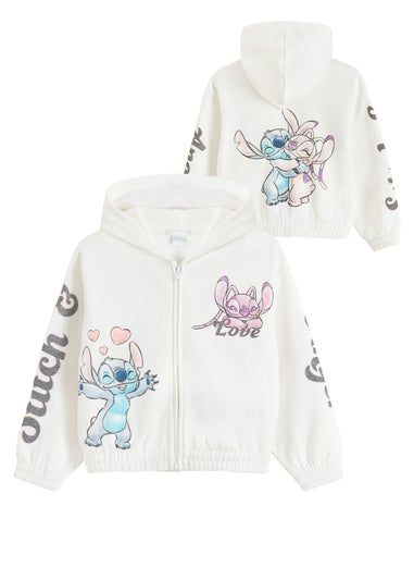 Cool Club White Lilo & Stitch Zip-Up Glitter Print Hoodie (3-7 yrs)