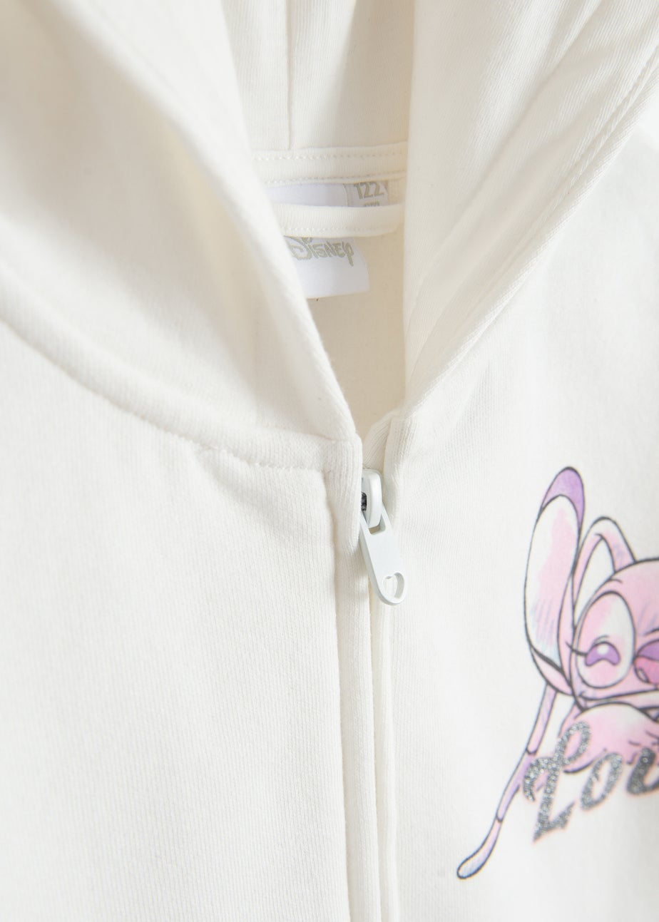 Cool Club White Lilo & Stitch Zip-Up Glitter Print Hoodie (3-7 yrs)