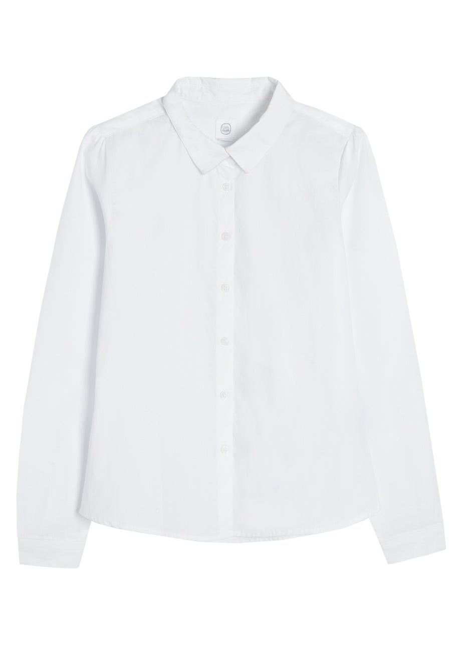 Cool Club White Long Sleeve Button-Up Shirt with Collar (2-7 years)