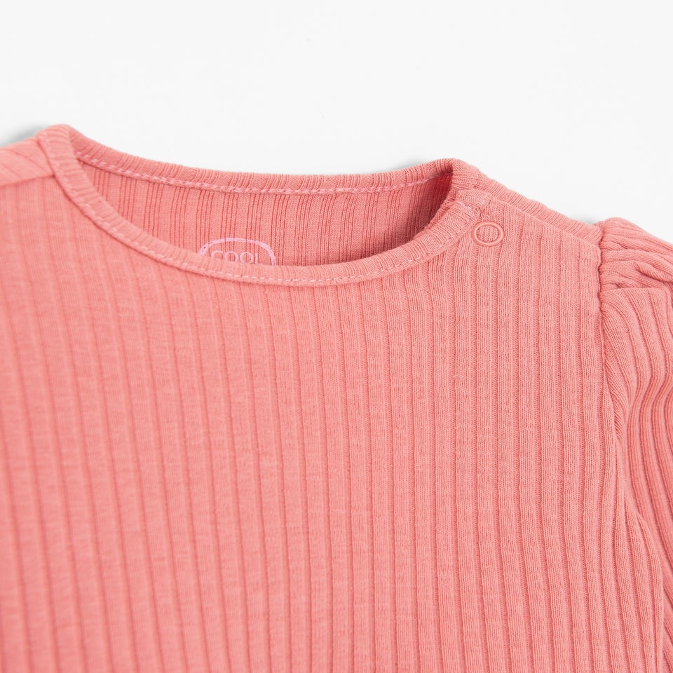 Cool Club Pink Long Sleeve Ribbed Dress (2-24 months)