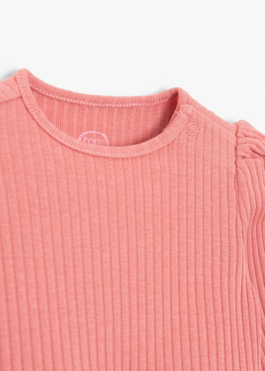 Cool Club Pink Long Sleeve Ribbed Dress (2-24 months)