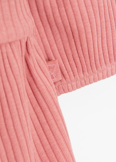 Cool Club Pink Long Sleeve Ribbed Dress (2-24 months)