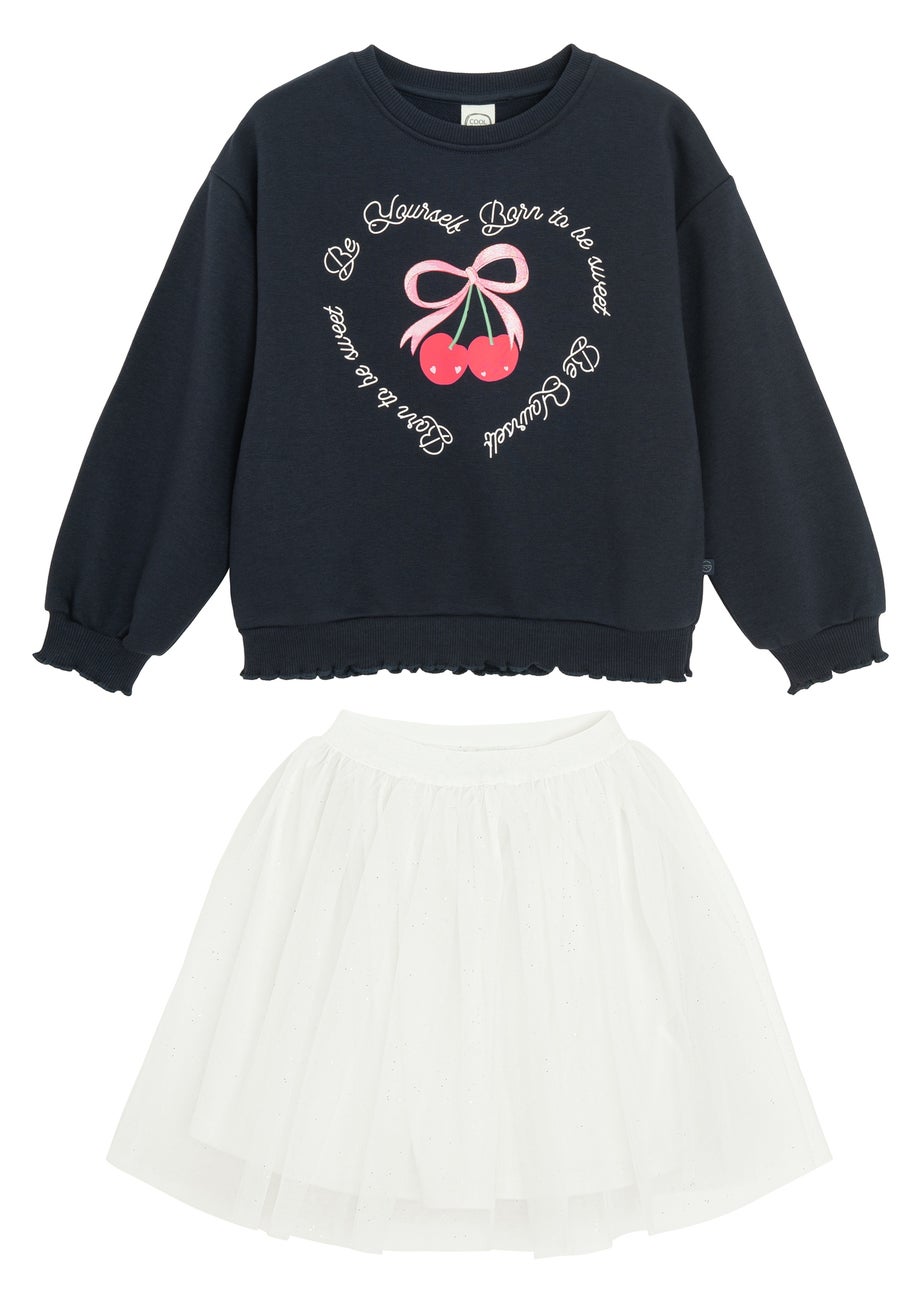 Cool Club Blue Printed Sweatshirt and Tulle Skirt Outfit 2-Piece Set (2-7 yrs)