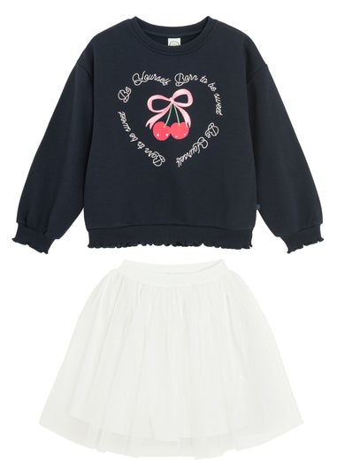 Cool Club Blue Printed Sweatshirt and Tulle Skirt Outfit 2-Piece Set (2-7 yrs)