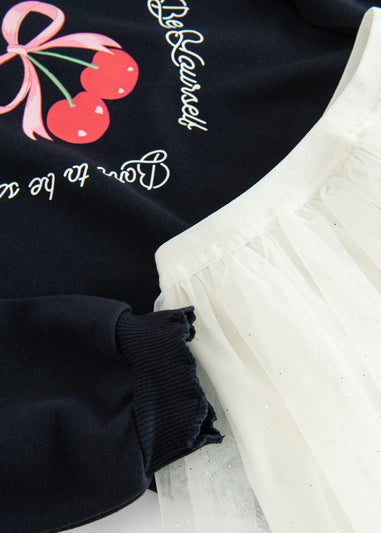 Cool Club Blue Printed Sweatshirt and Tulle Skirt Outfit 2-Piece Set (2-7 yrs)