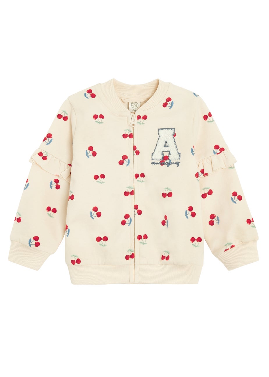 Cool Club Beige Printed Zip-Up Sweatshirt (2-24 mnths)
