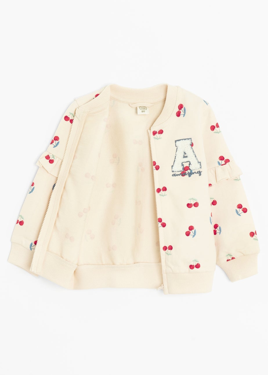 Cool Club Beige Printed Zip-Up Sweatshirt (2-24 mnths)