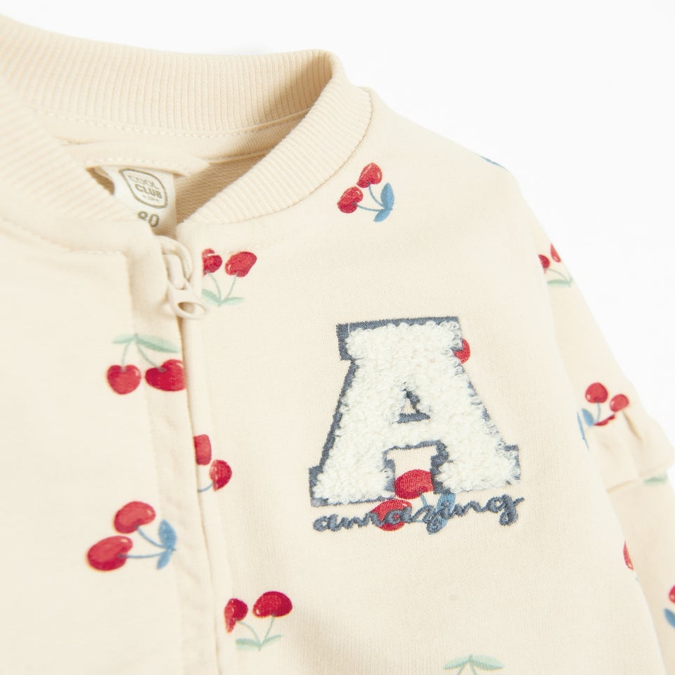 Cool Club Beige Printed Zip-Up Sweatshirt (2-24 mnths)