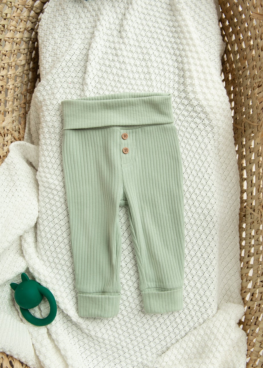 Cool Club Green Ribbed Bodysuit & Trousers Outfit  2-Piece Set (0-9 mnths)