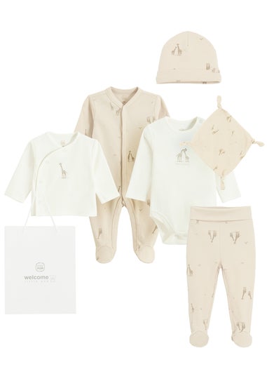 Cool Club Beige Printed Baby Gift 6-Piece Set (1-9 mnths)