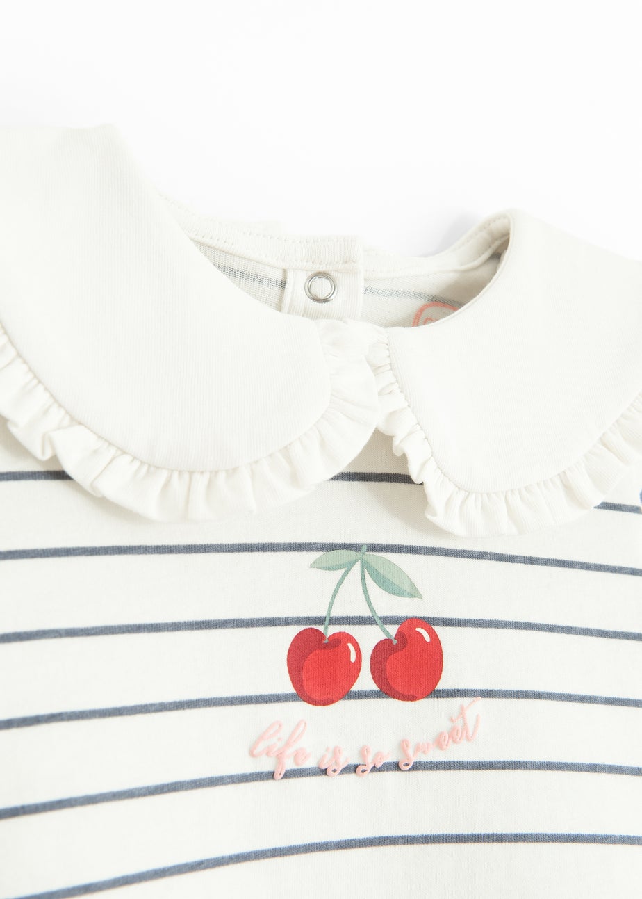 Cool Club White Long Sleeve Printed Over-Sized Collar Top (3-24 mnths)