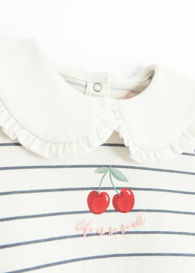 Cool Club White Long Sleeve Printed Over-Sized Collar Top (3-24 mnths)