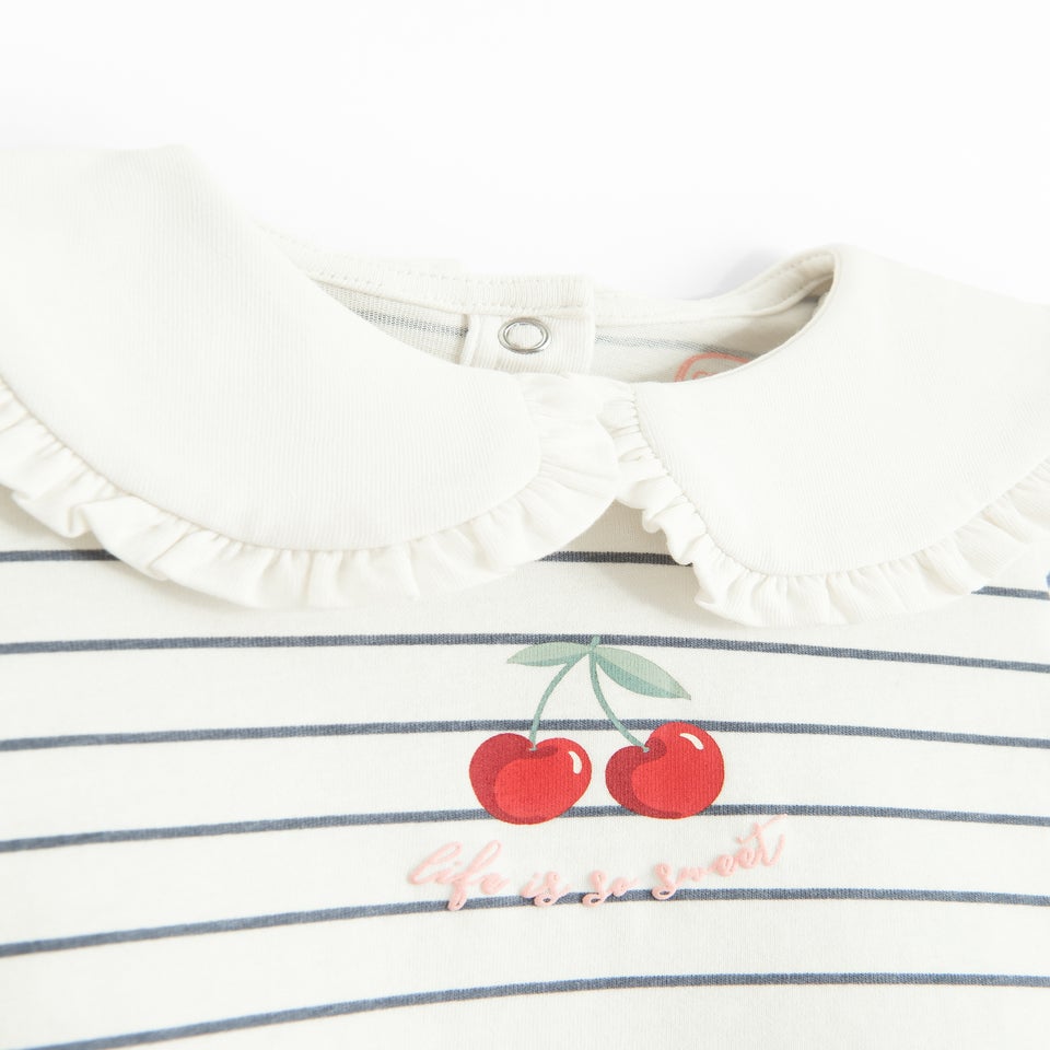 Cool Club White Long Sleeve Printed Over-Sized Collar Top (3-24 mnths)