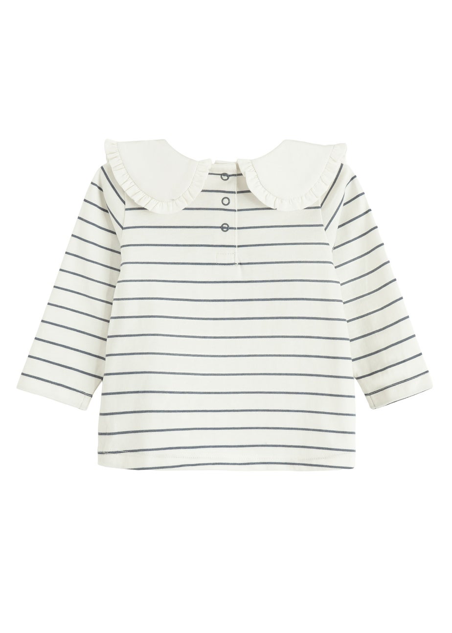 Cool Club White Long Sleeve Printed Over-Sized Collar Top (3-24 mnths)