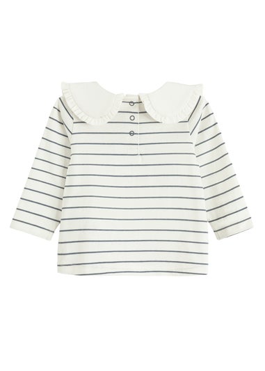 Cool Club White Long Sleeve Printed Over-Sized Collar Top (3-24 mnths)