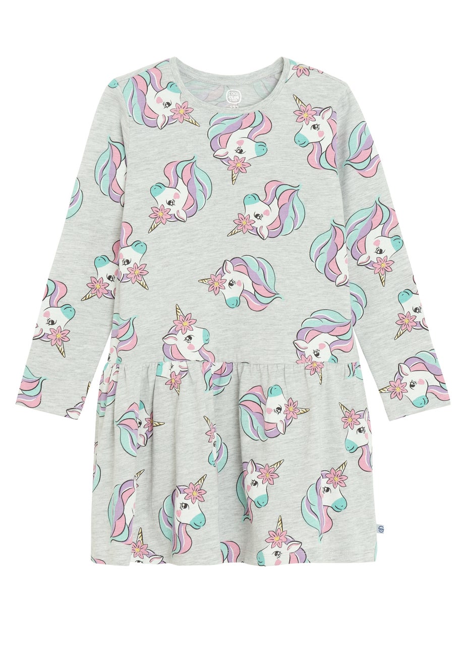 Cool Club Grey Printed Long Sleeve Dress (2-7 yrs)