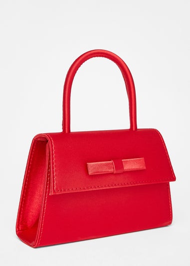 Quiz Red Bow Trim Top Handle Bag