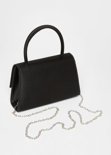 Quiz Black Diamante Bow Top Handle Bag