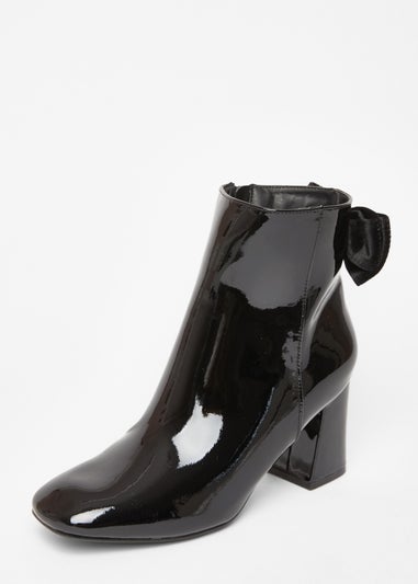 Quiz Black Patent Bow Back Ankle Boot