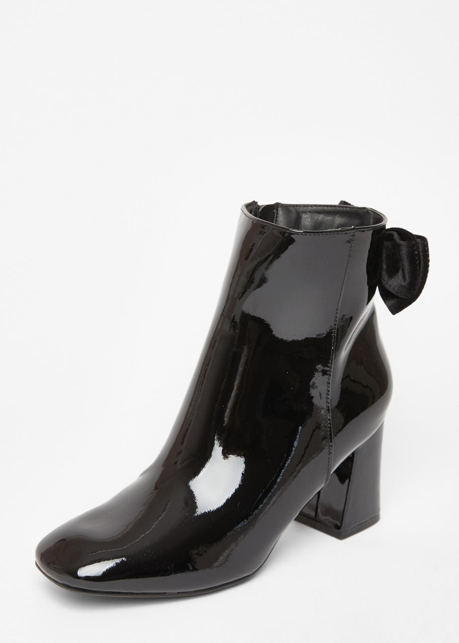 Quiz Black Patent Bow Back Ankle Boot