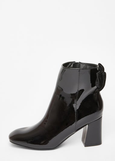 Quiz Black Patent Bow Back Ankle Boot