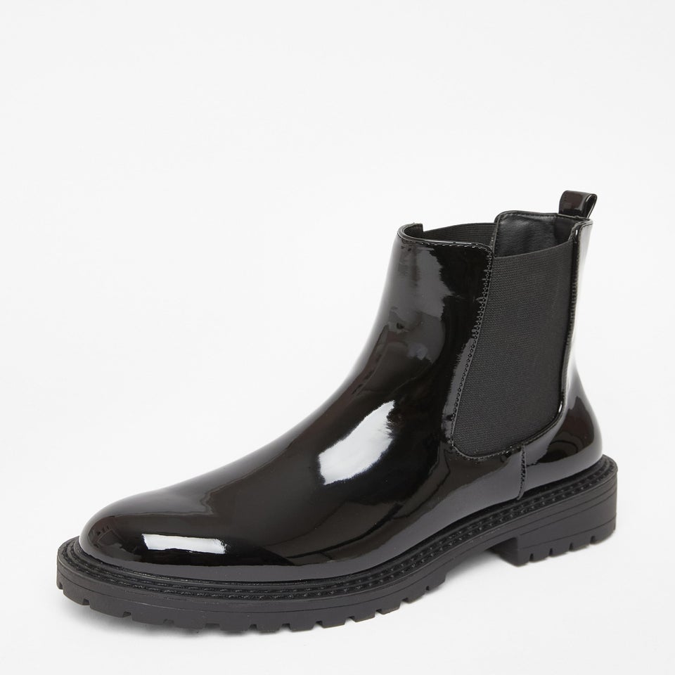 Quiz Black Wide Fit Faux Leather Chelsea Boots