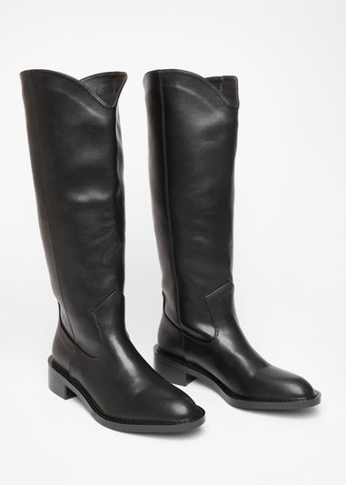 Quiz Black Faux Leather Riding Boots
