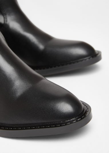 Quiz Black Faux Leather Riding Boots