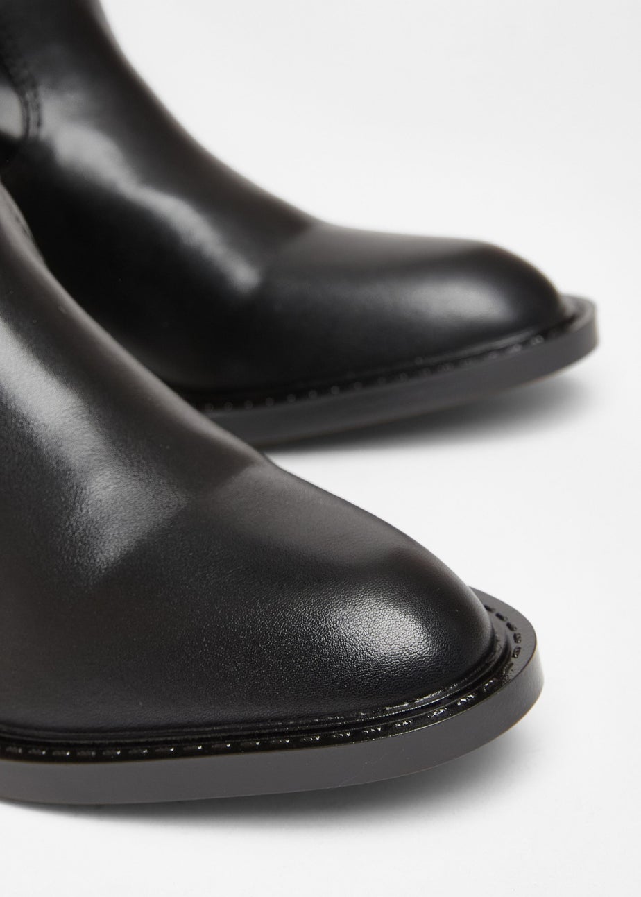 Quiz Black Faux Leather Riding Boots