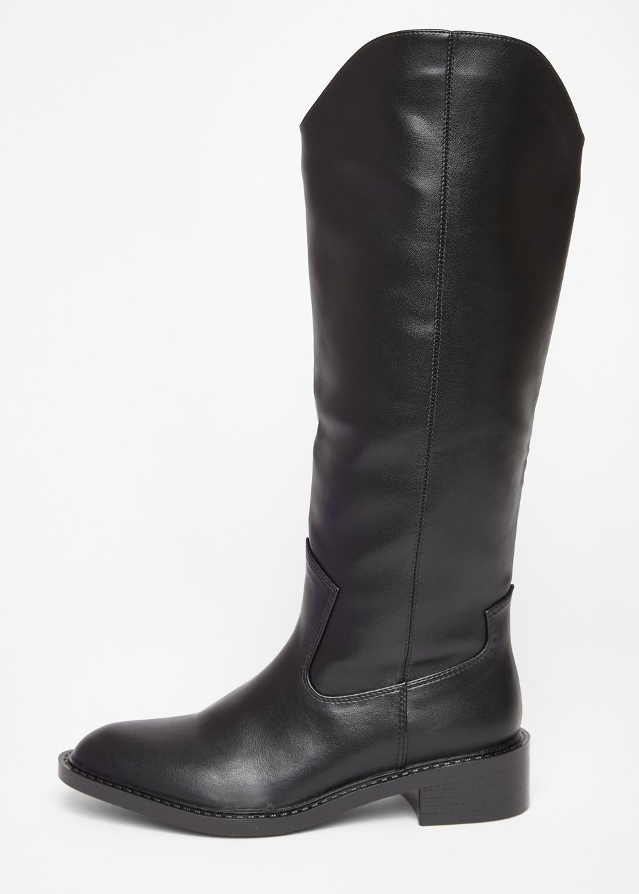 Quiz Black Faux Leather Riding Boots