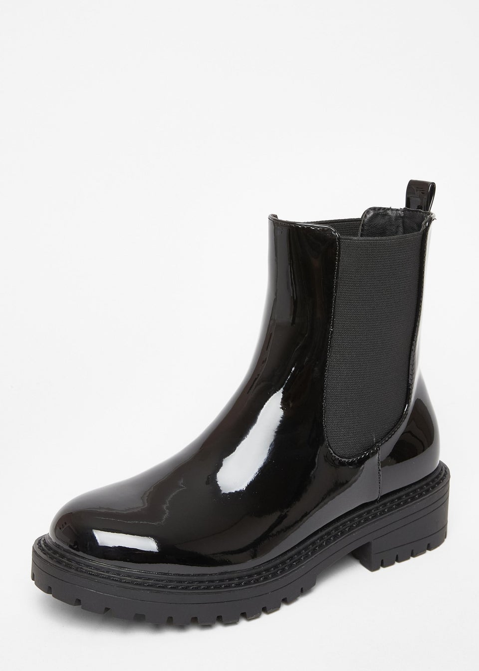 Quiz Black Faux Leather Chelsea Boots
