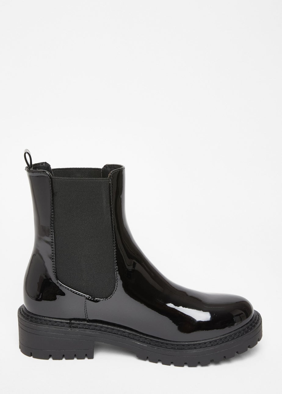 Quiz Black Faux Leather Chelsea Boots