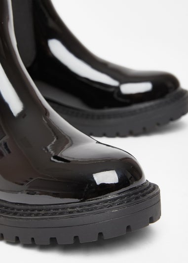Quiz Black Faux Leather Chelsea Boots