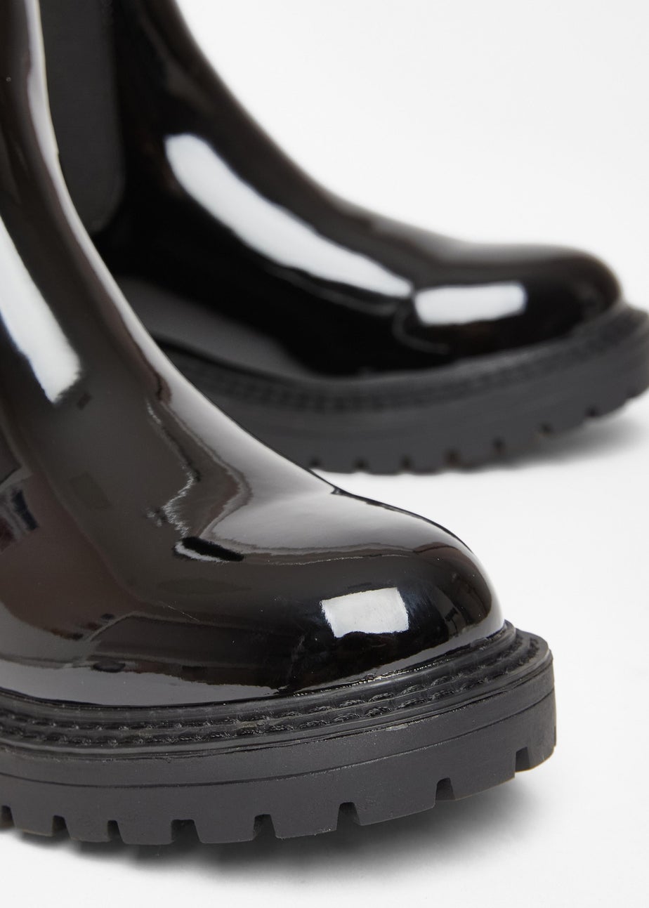 Quiz Black Faux Leather Chelsea Boots