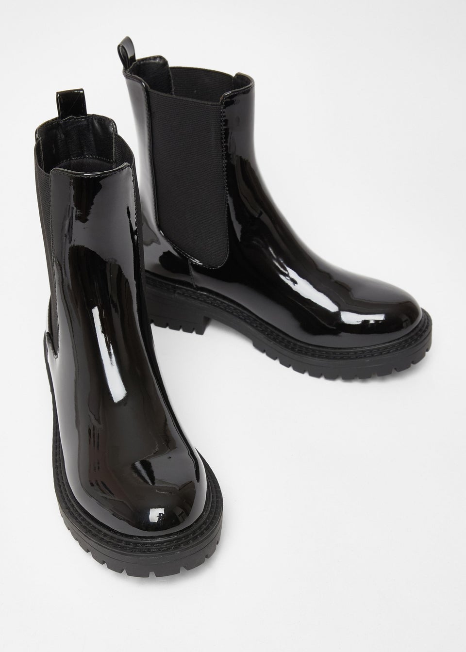 Quiz Black Faux Leather Chelsea Boots