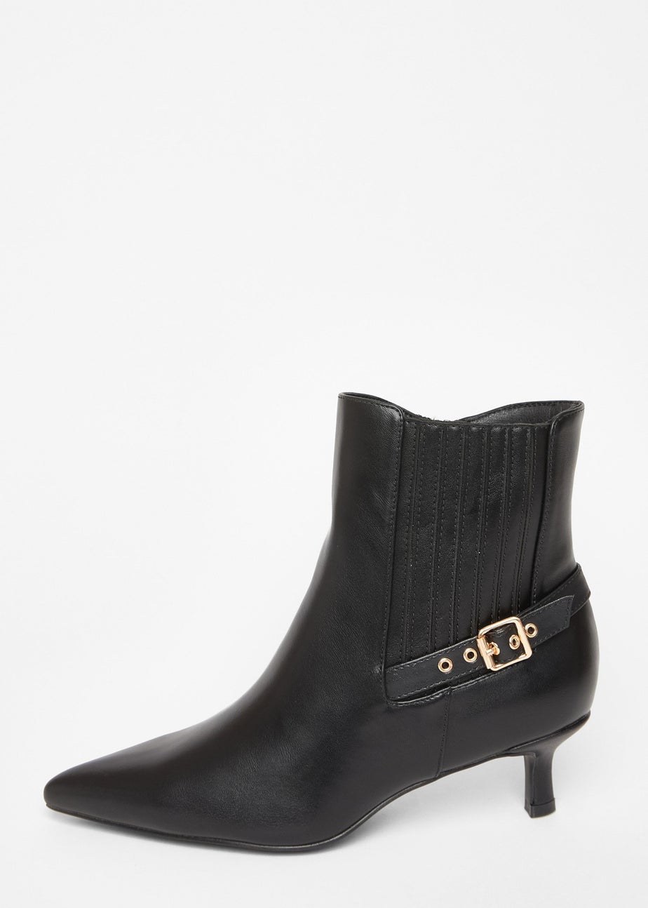 Quiz Black Wide Fit Buckle Ankle Boots