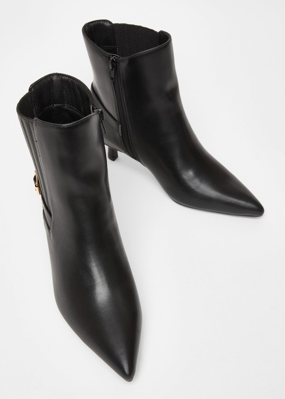 Quiz Black Wide Fit Buckle Ankle Boots