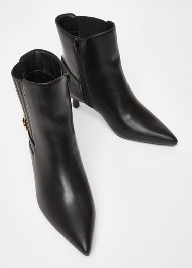 Quiz Black Wide Fit Buckle Ankle Boots