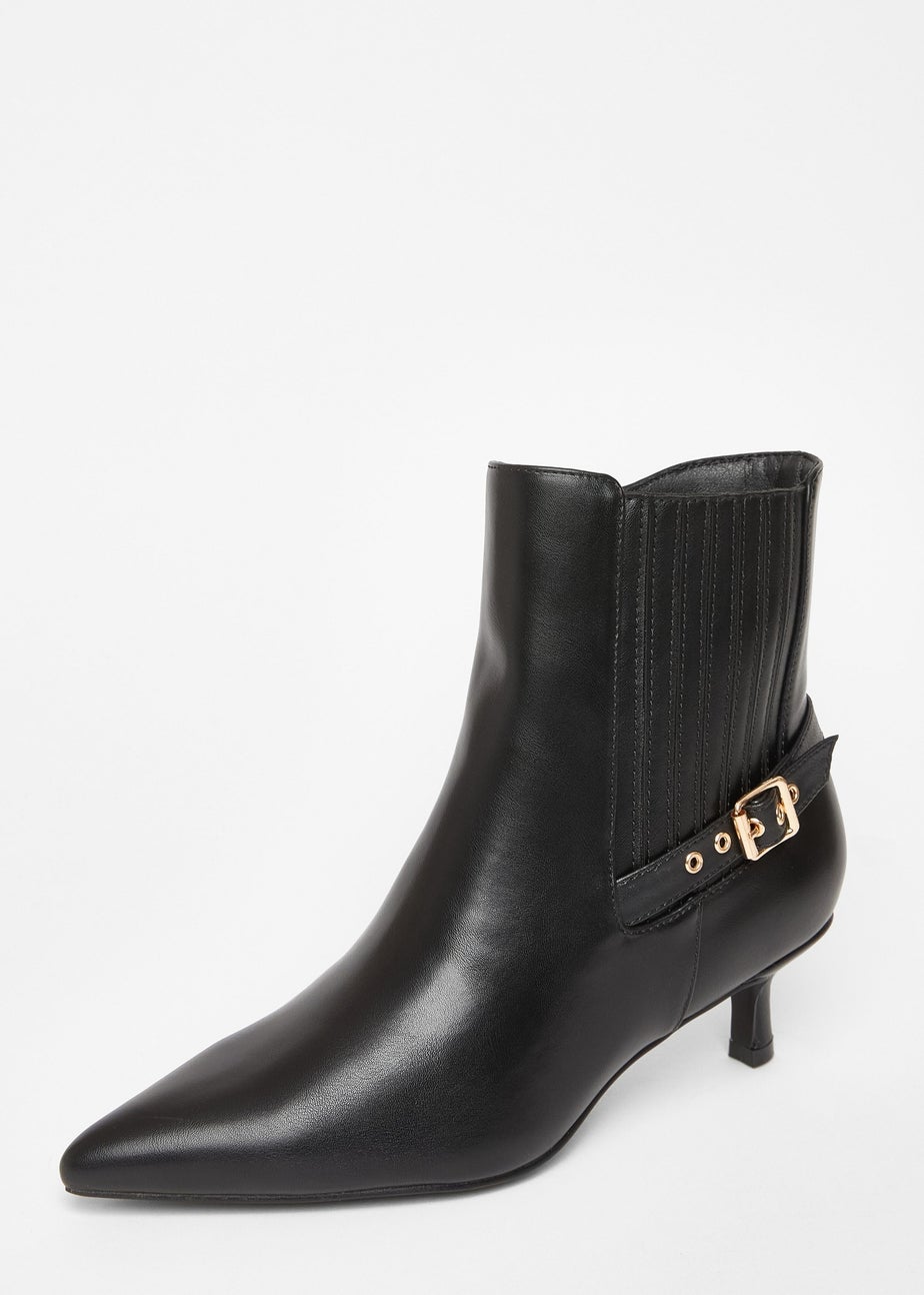 Quiz Black Wide Fit Buckle Ankle Boots