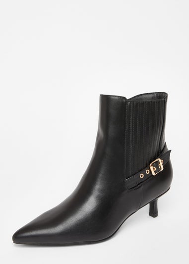 Quiz Black Wide Fit Buckle Ankle Boots
